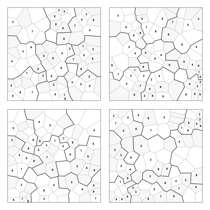 Examples of several Cracked Sudoku layouts