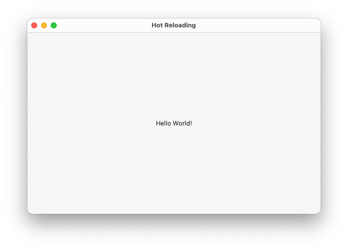 The host app showing the text 'hello world'